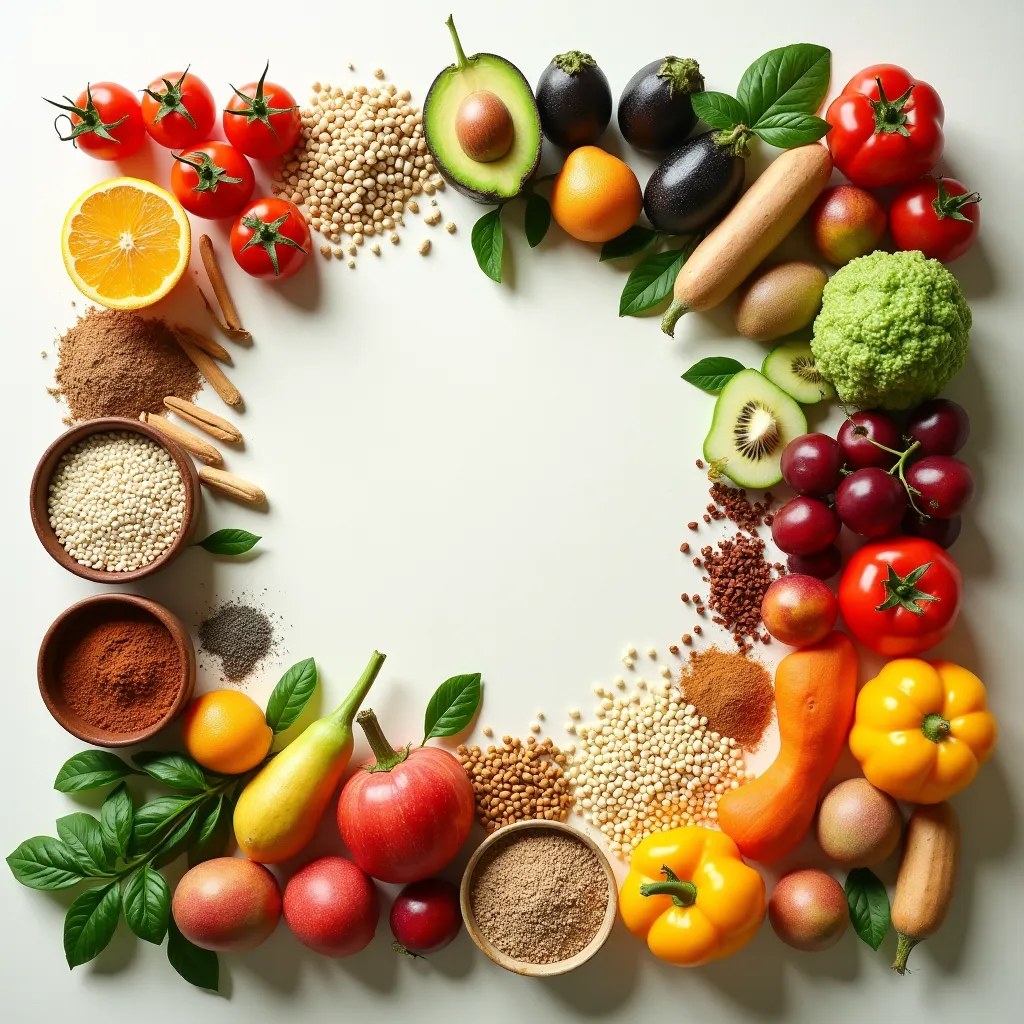 Collection d'ingrédients sains et variés